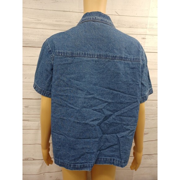 Blue Denim Jean Jumper Cottagecore Embroidery Buttons Modest Dress Size M.  - Picture 7 of 12